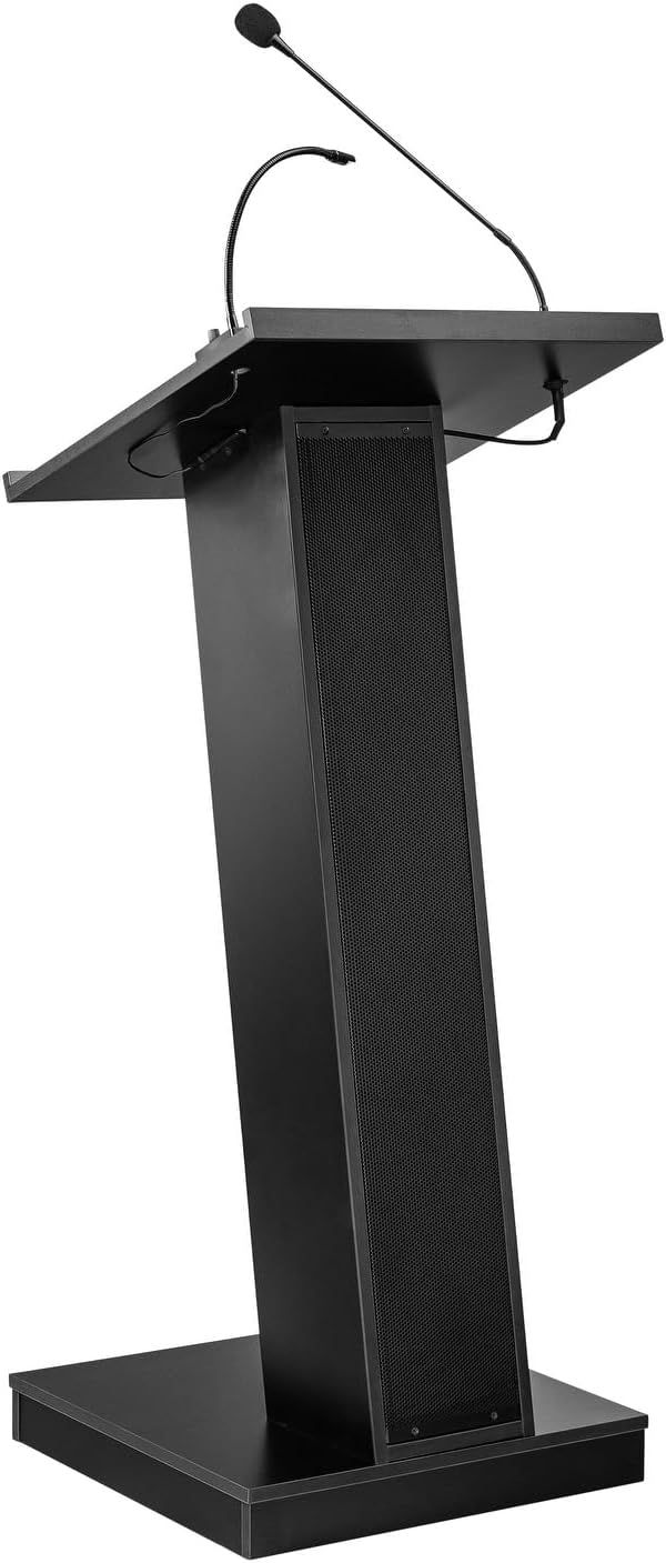 Black MDF and Laminate Lectern with Integrated Speakers