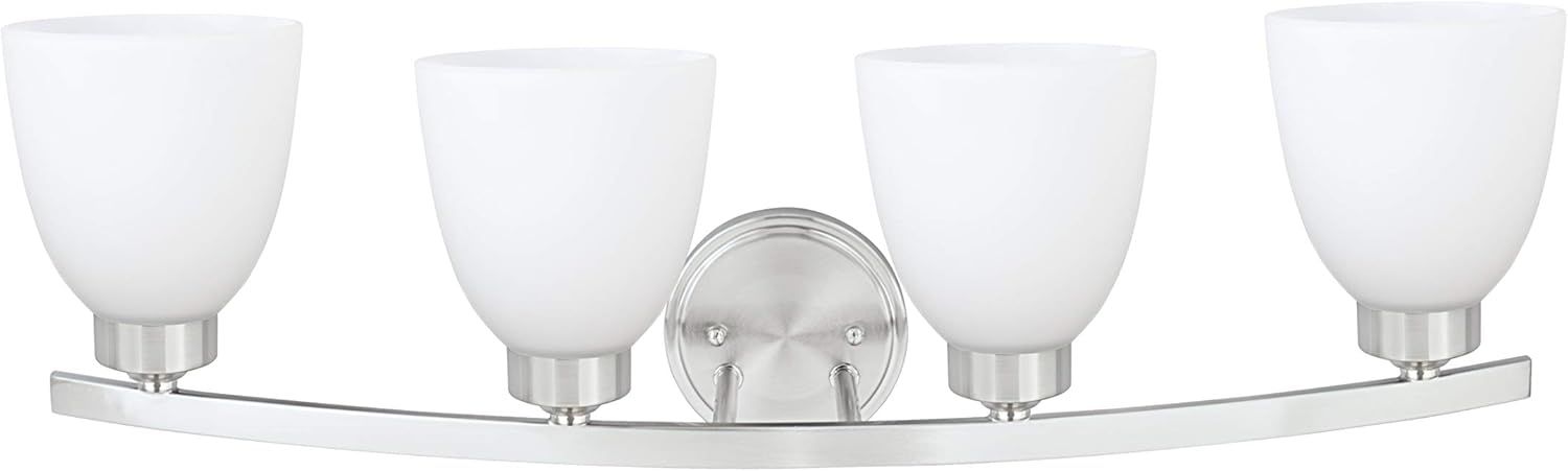 Four-Light Satin Nickel Vanity Light with Frosted Glass Shades