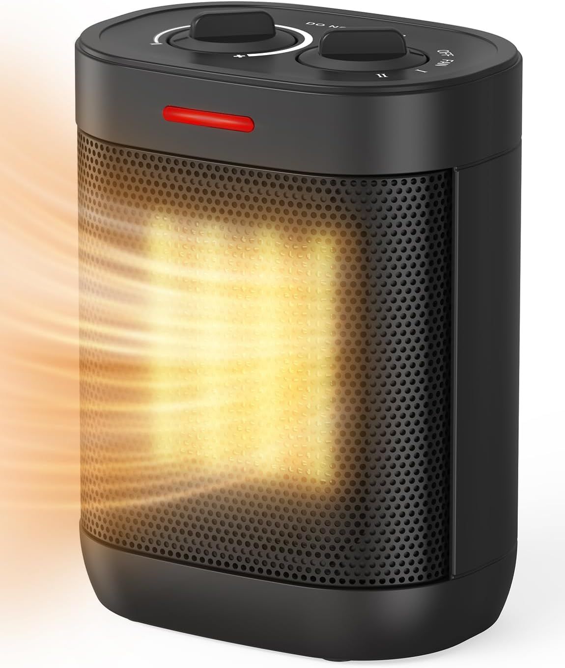 Compact Black Electric Space Heater with Thermostat and Safety Features