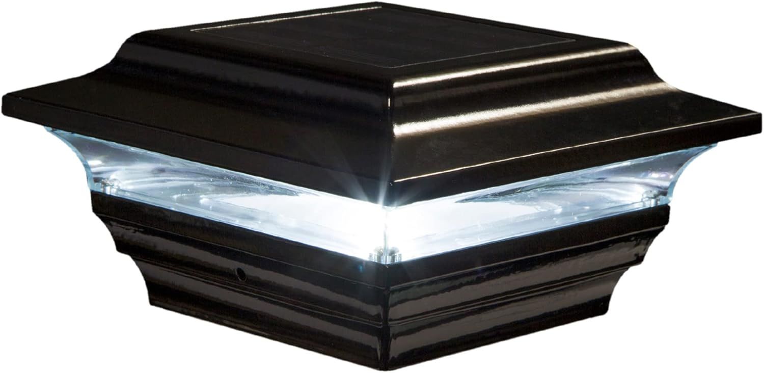 Black Aluminum Solar LED Post Cap Light, 6" x 6"