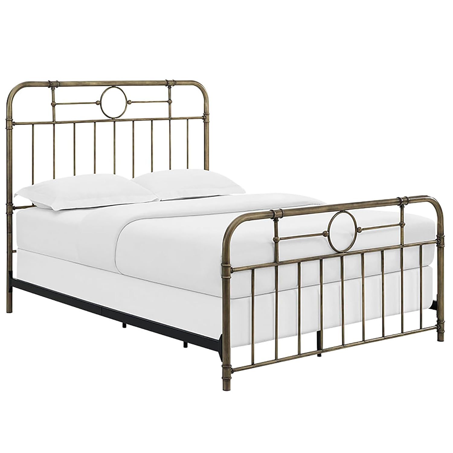 Antique White Metal Pipe Queen Bed with Powder Coated Finish