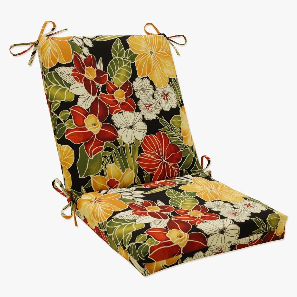 Aloha Spirit Black and Green Floral Outdoor Chair Cushion