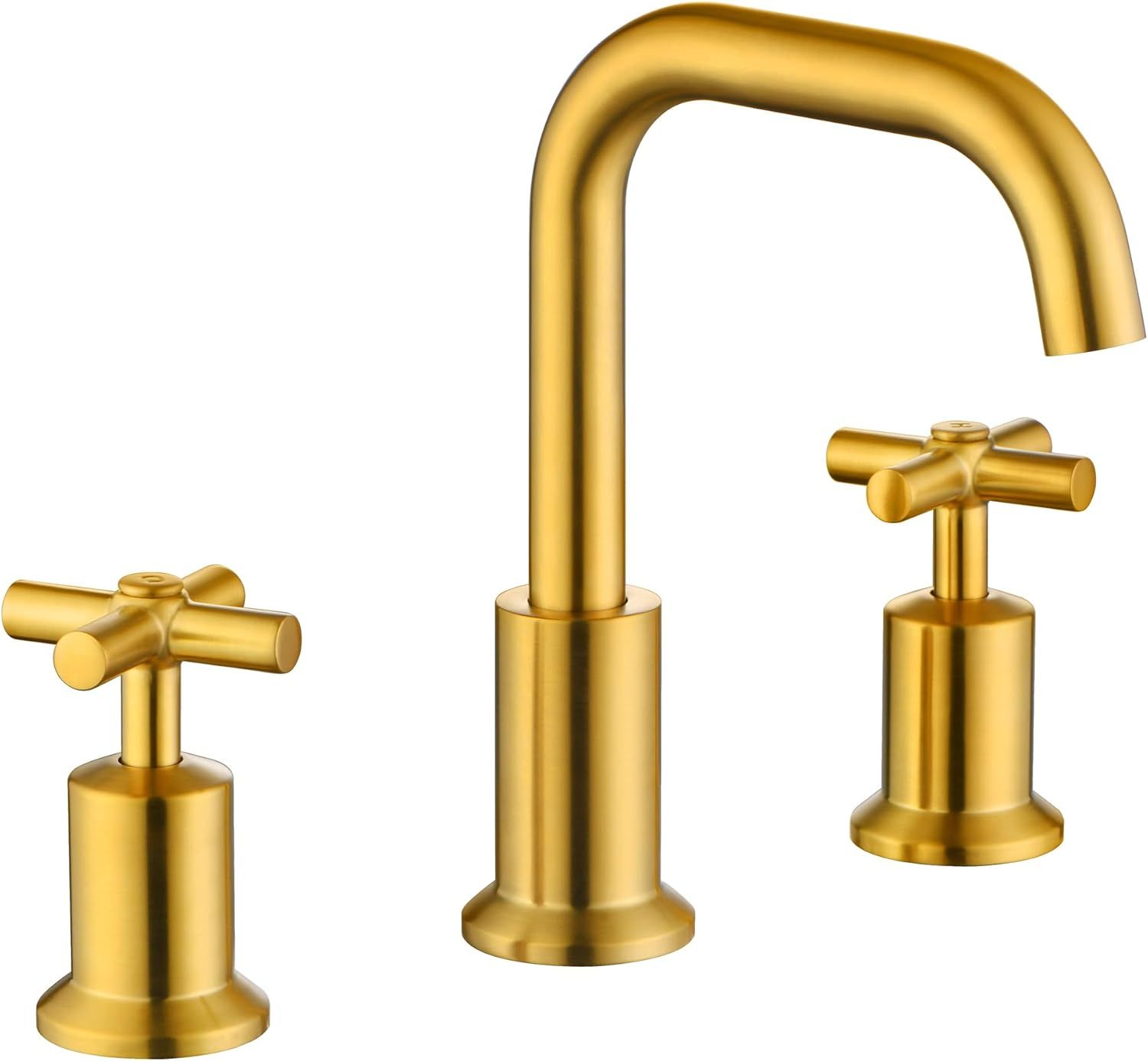 Brushed Gold 8-Inch Double Handle Widespread Bathroom Faucet