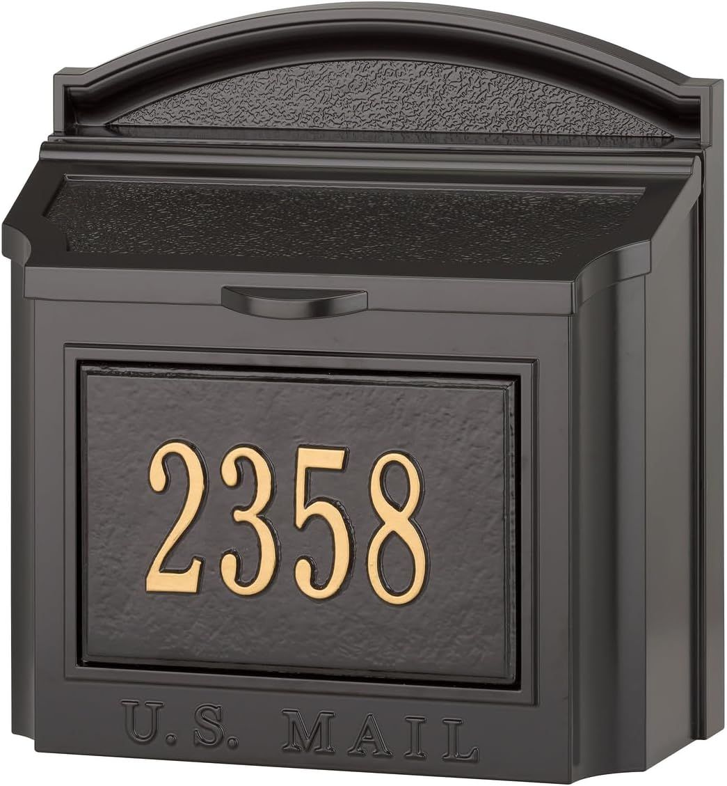 Large Black and Gold Lockable Aluminum Wall Mailbox