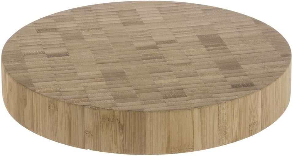 Natural Bamboo Round Butcher Block Serving Board, 10" Diameter