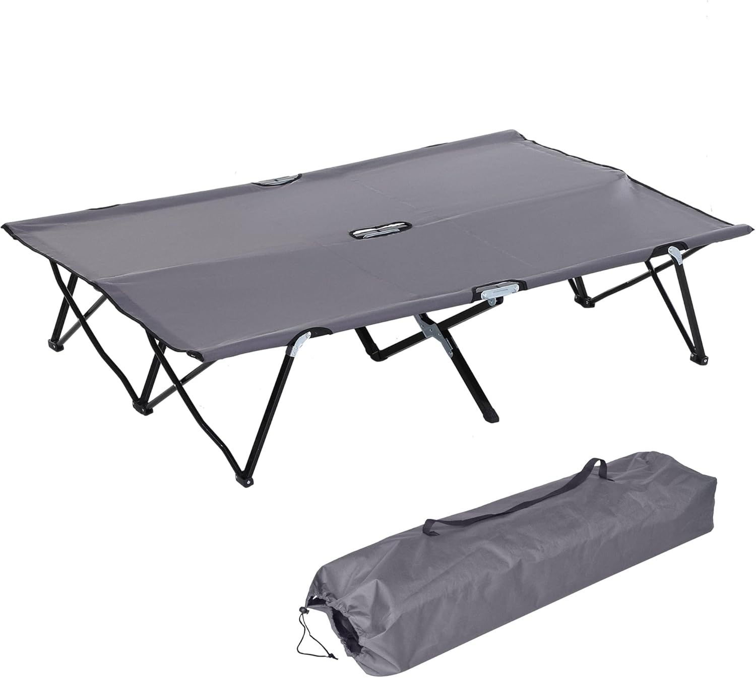 Grey Extra Wide Folding Camping Cot with Carry Bag