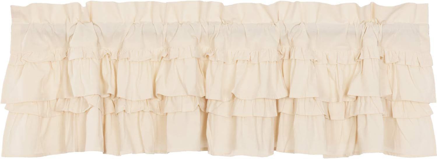 Unbleached Natural Muslin Ruffled Curtain Valance 16x60