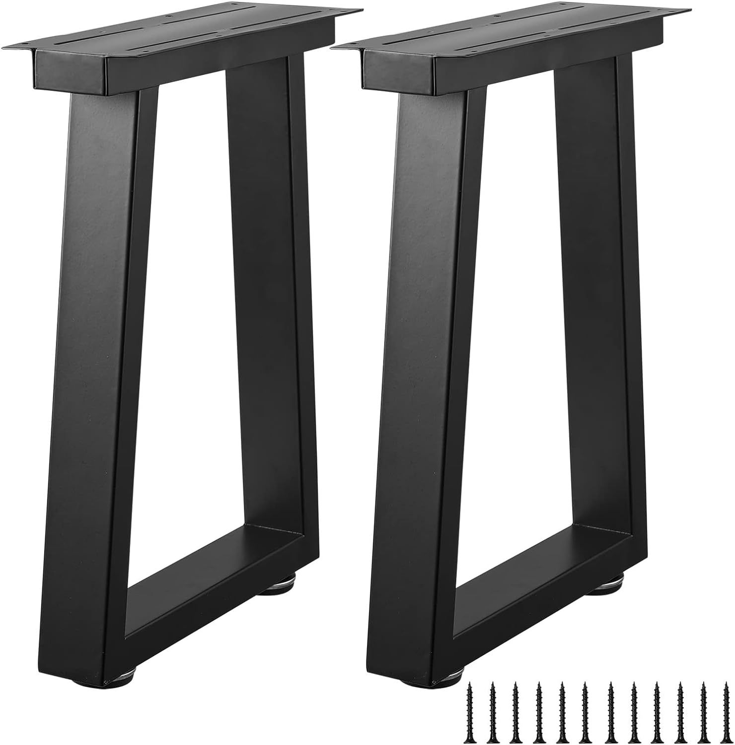 16 Inch Black Metal Trapezoid Coffee Table Legs Set