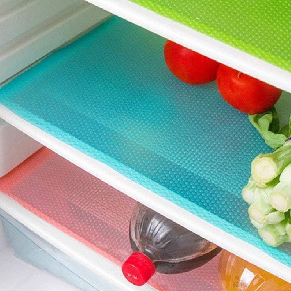 Multicolor EVA Refrigerator Drawer and Shelf Mats, 17.7 x 11.3 inches, 9 Pack