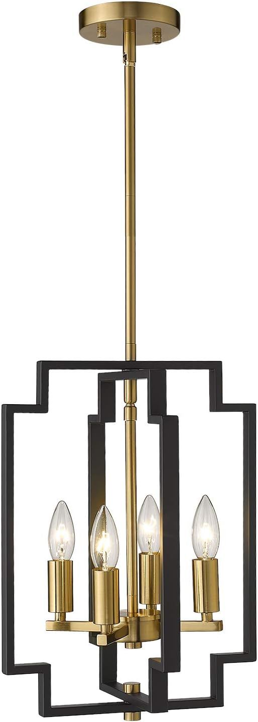 Black and Gold Modern Metal 4-Light Pendant Chandelier