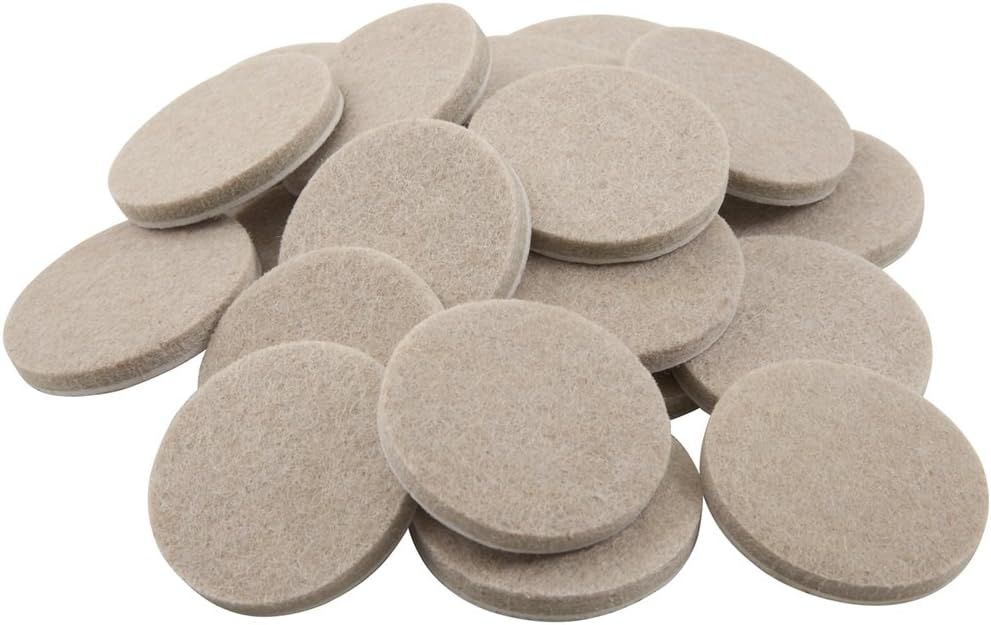 Beige Round Felt Furniture Pads, 1.5 Inches, 24 Pack