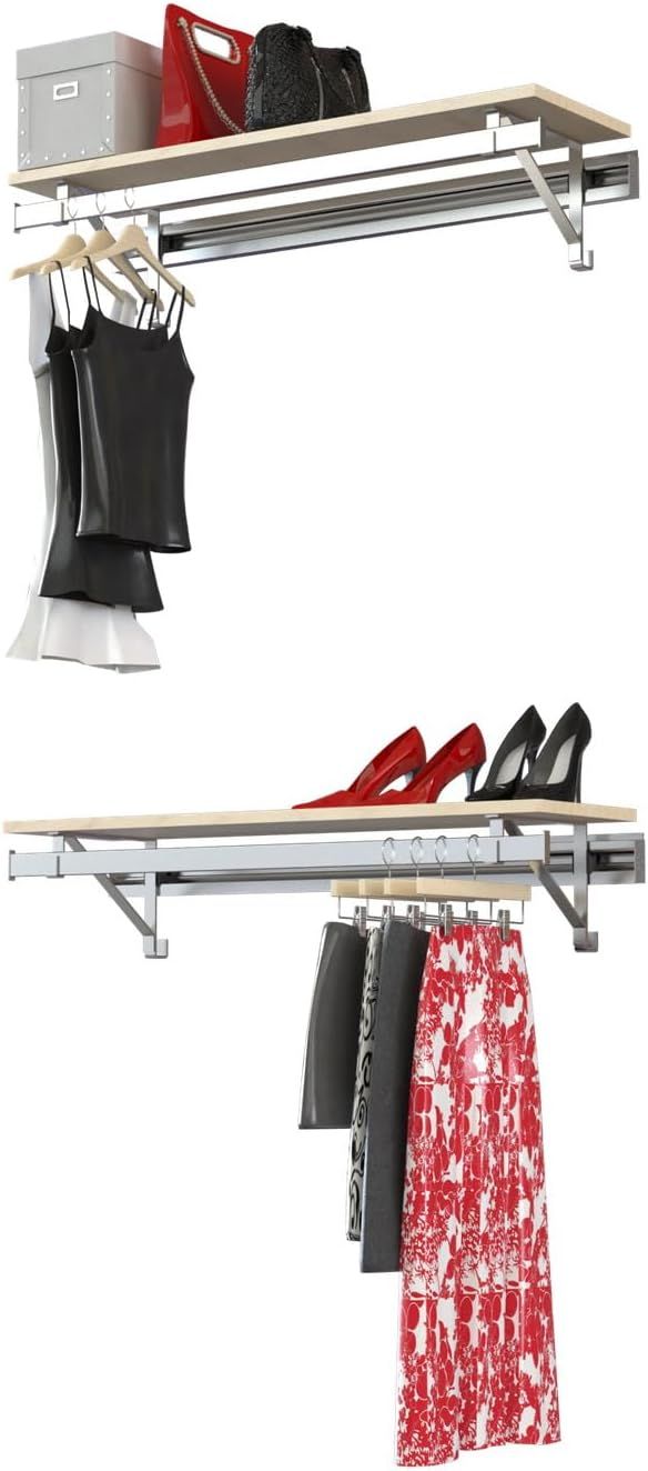 Maple and Aluminum Double Hang Closet System, 48 in