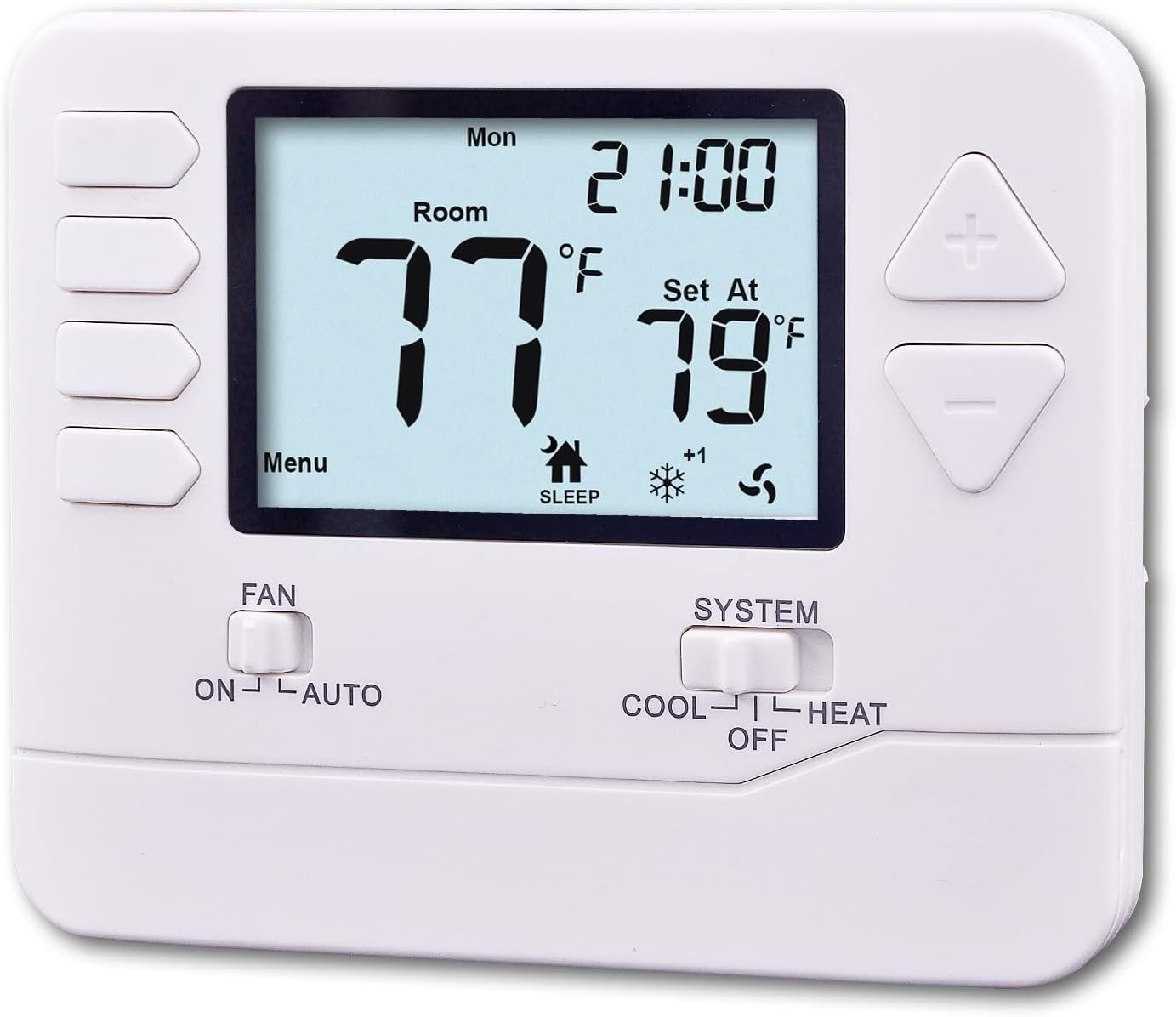 White Programmable Digital Heat Pump Thermostat with Mounting Hardware