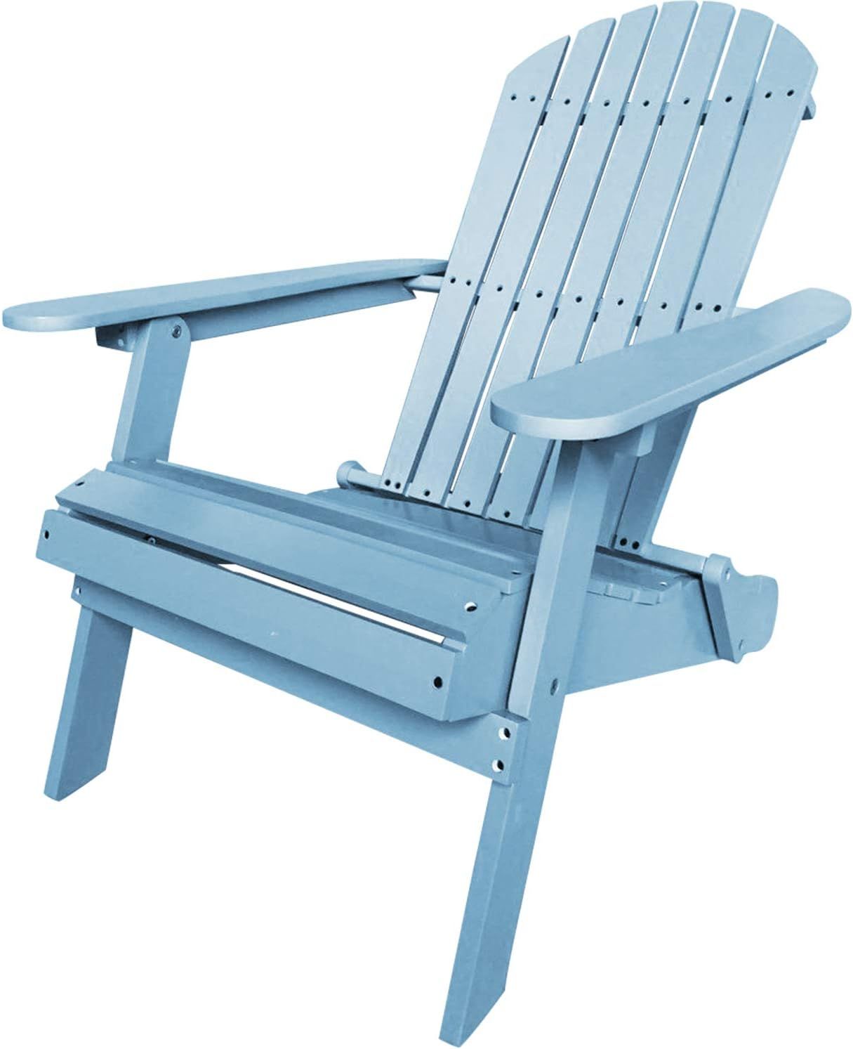 Turquoise Foldable Wooden Adirondack Patio Chair