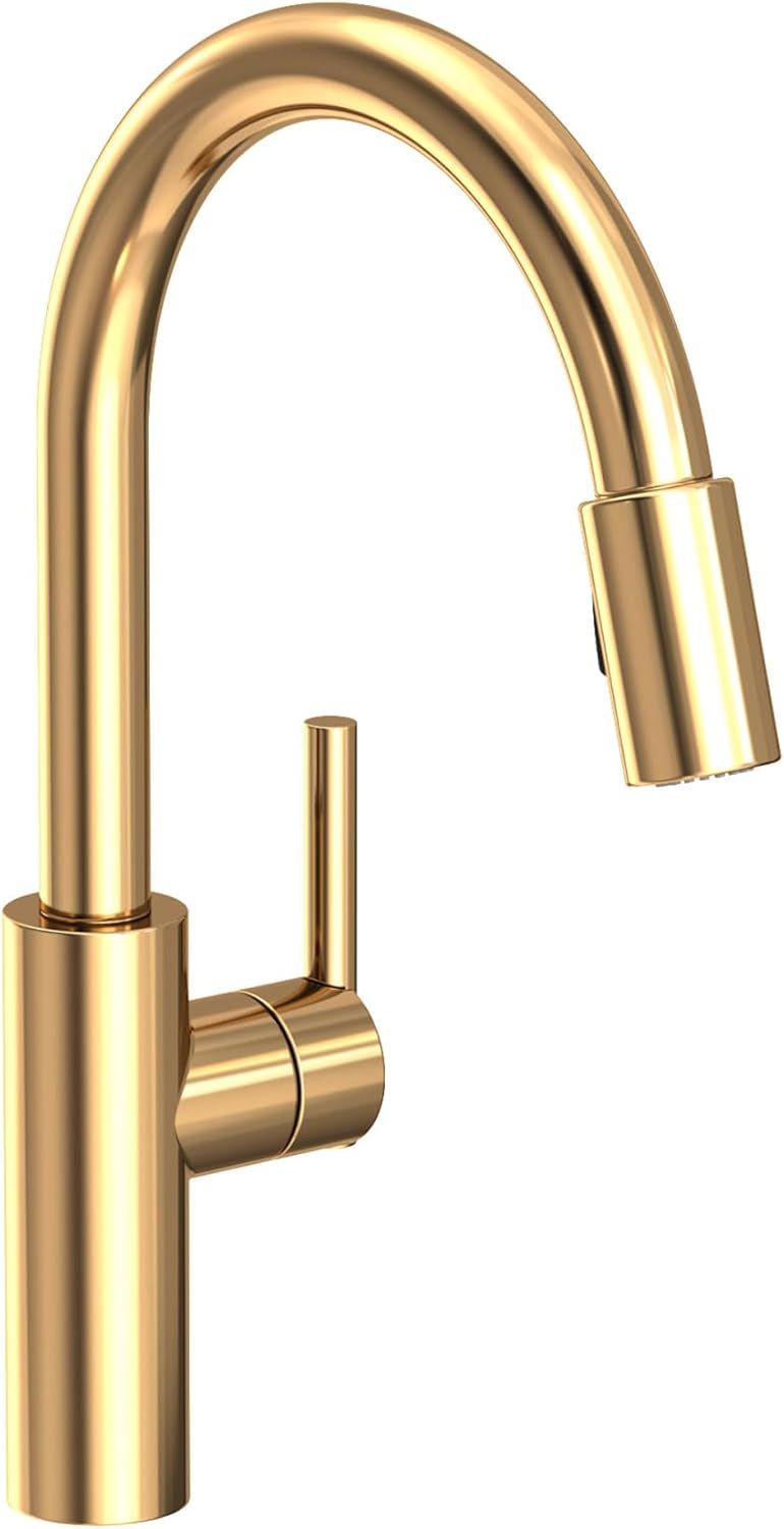 Polished Brass Single Handle Pull-Down Kitchen Faucet