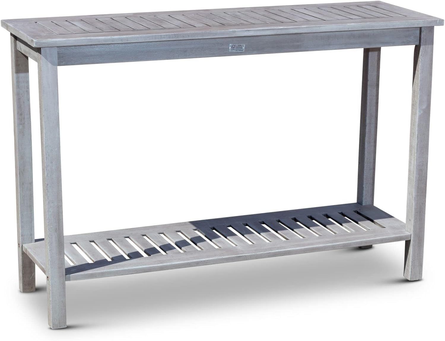 Silver Gray Eucalyptus Outdoor Console Table with Storage