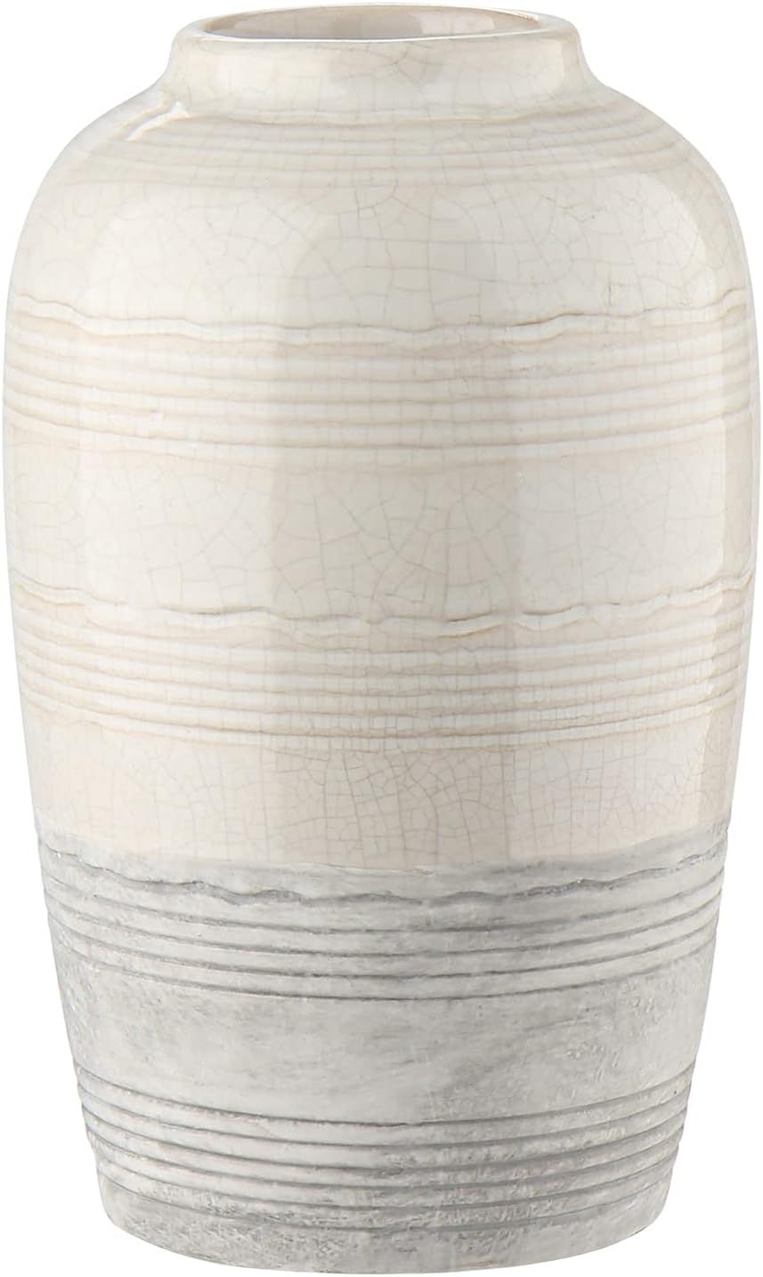 Two-Tone White and Gray Ceramic Jug Vase