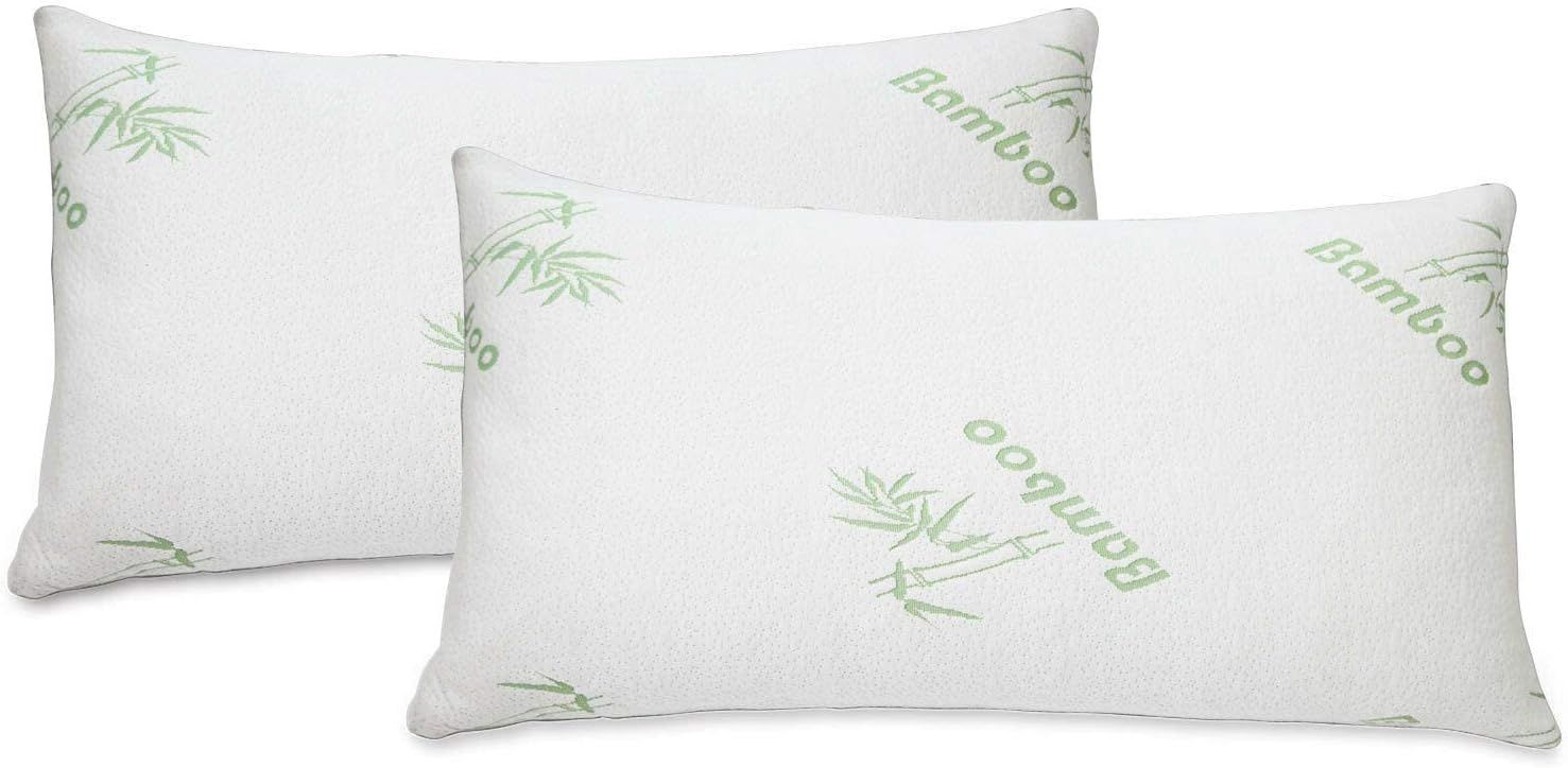 King Size White Bamboo Memory Foam Pillow 2-Pack