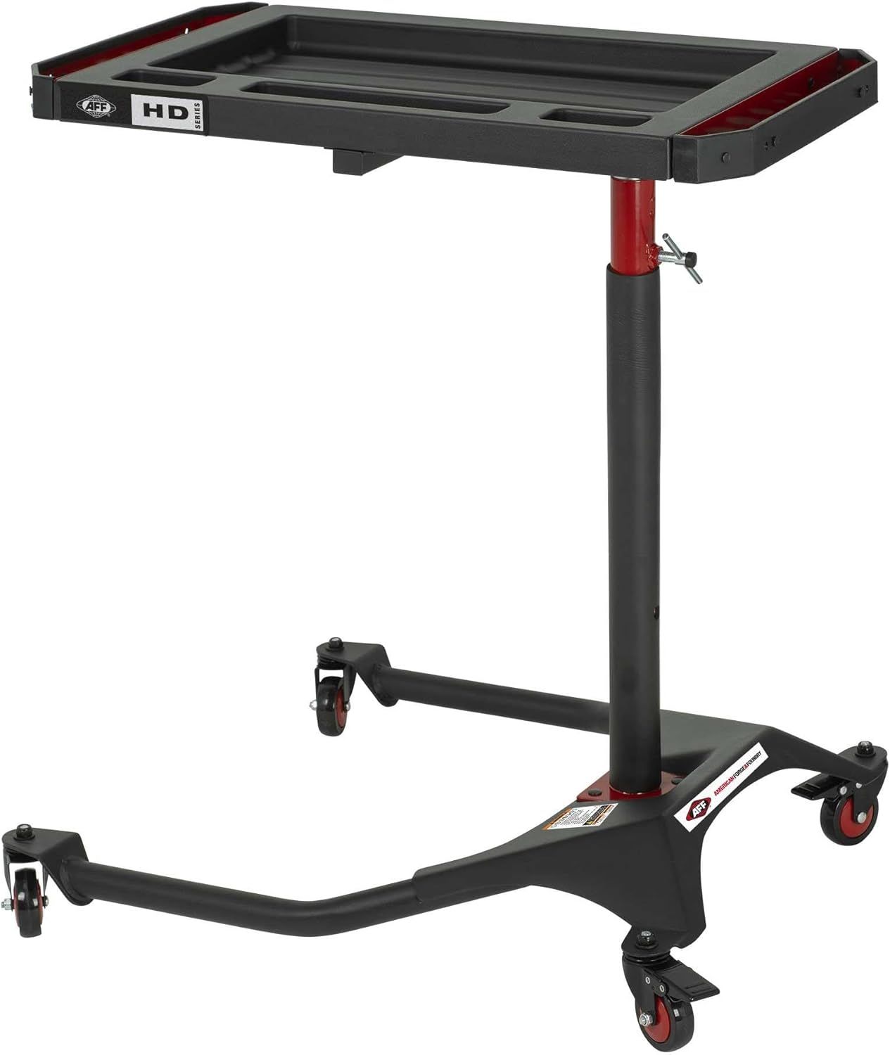 Adjustable Black and Red Alloy Steel Mobile Work Table