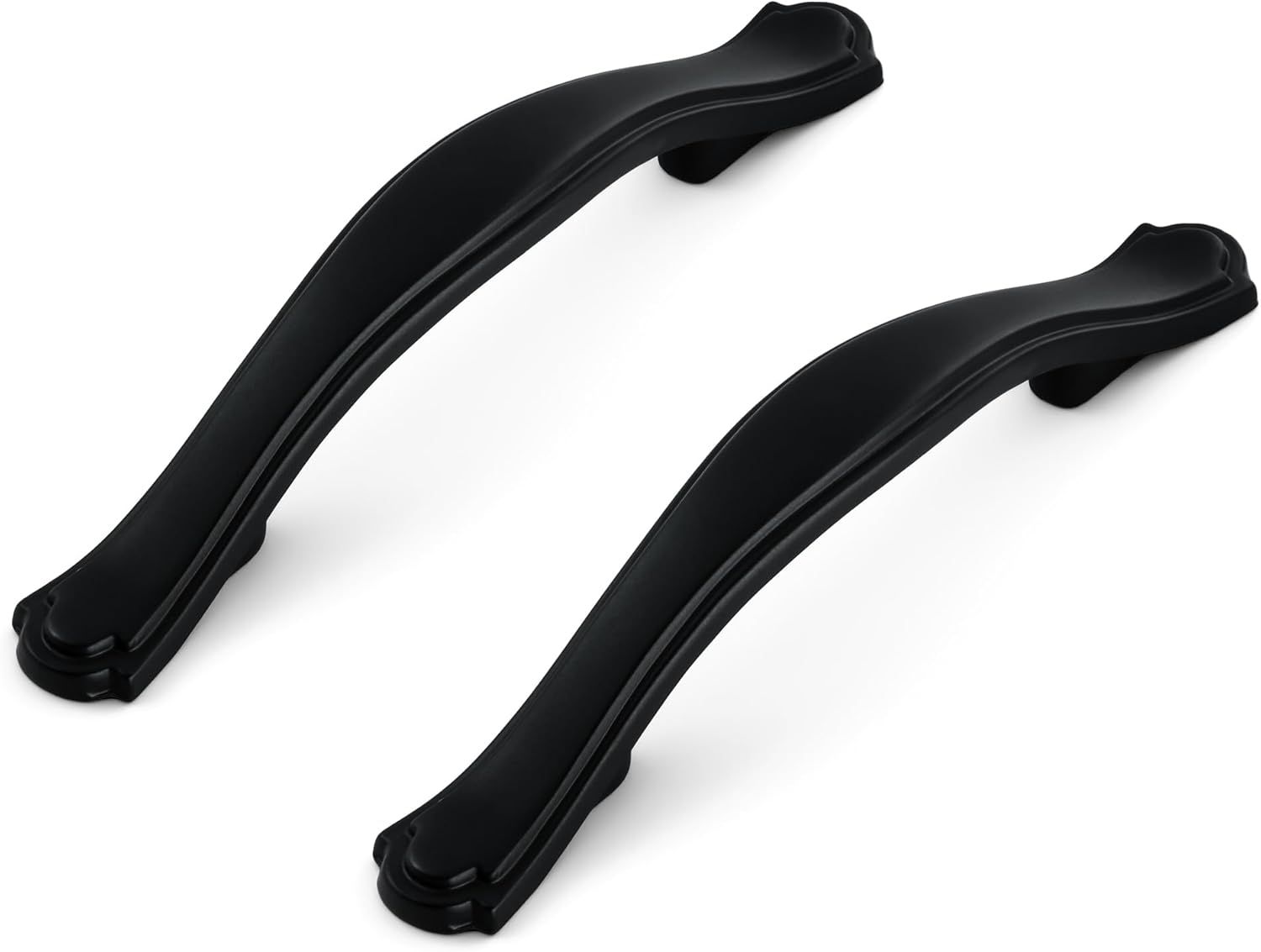 Black Zinc Traditional Arched Cabinet Pulls with Mounting Hardware