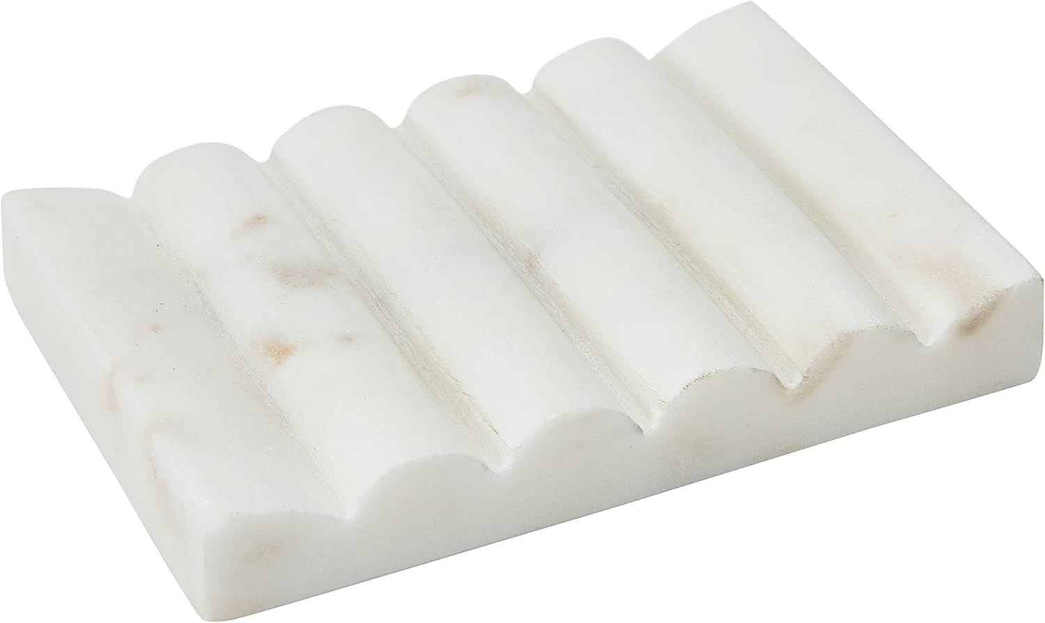 White Carved Marble Rectangular Soap Dish