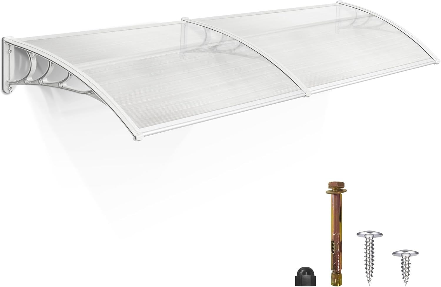 Clear Polycarbonate Outdoor Window Awning with White Bracket