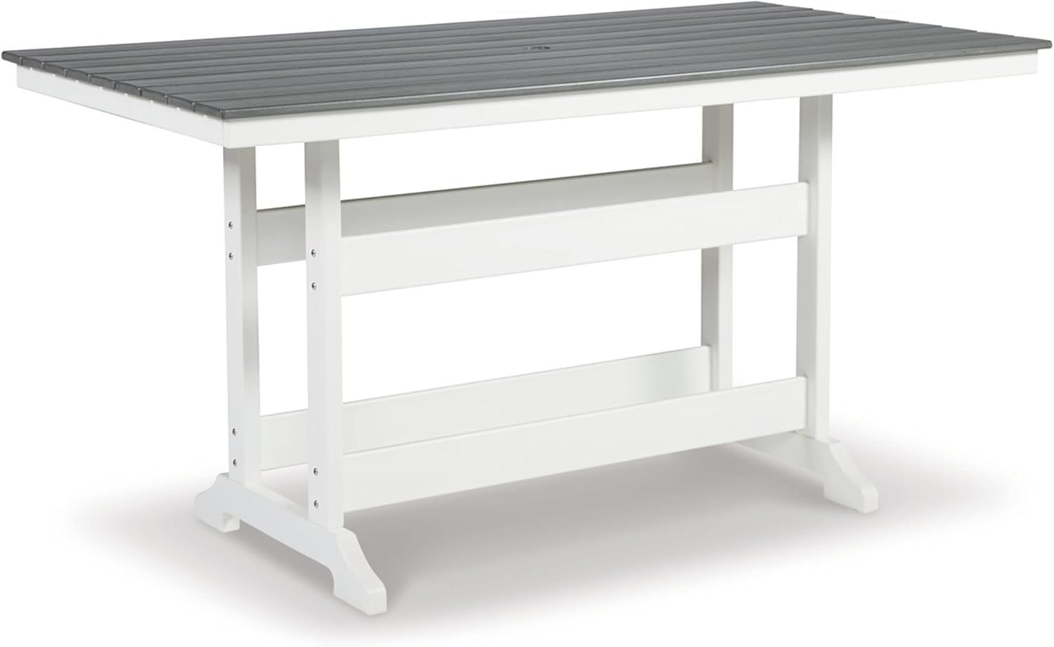 Gray and White Rectangular Outdoor Counter Height Dining Table