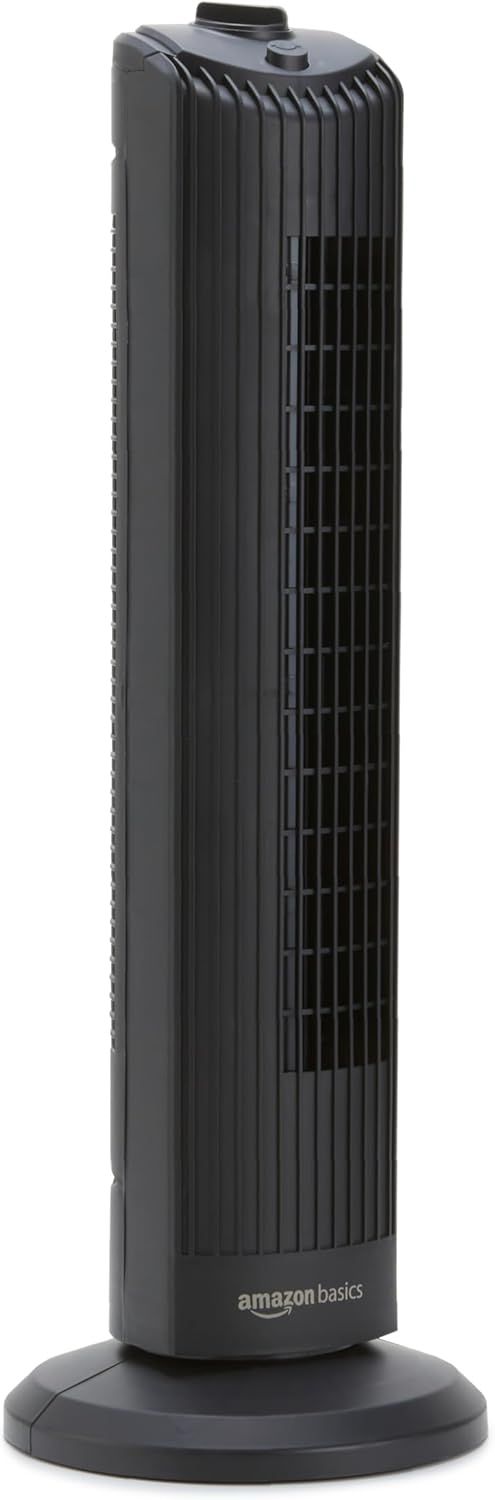 Black 28-Inch Oscillating Tower Fan with Mechanical Control