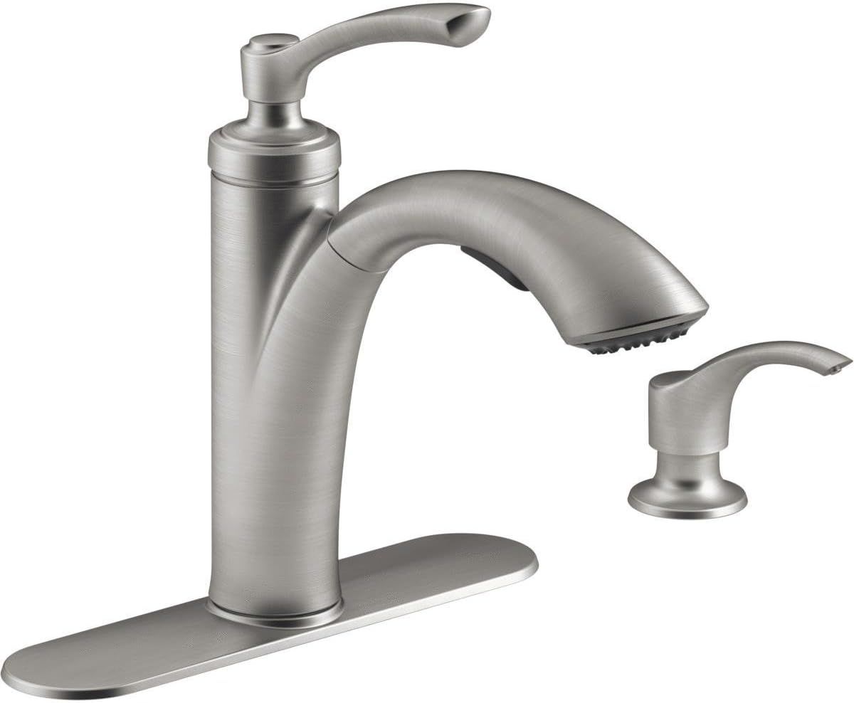 Stainless Steel Transitional Kitchen Faucet with Pull-out Spray