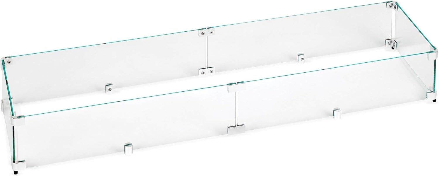 Clear Tempered Glass Flame Guard with Polished Aluminum Brackets