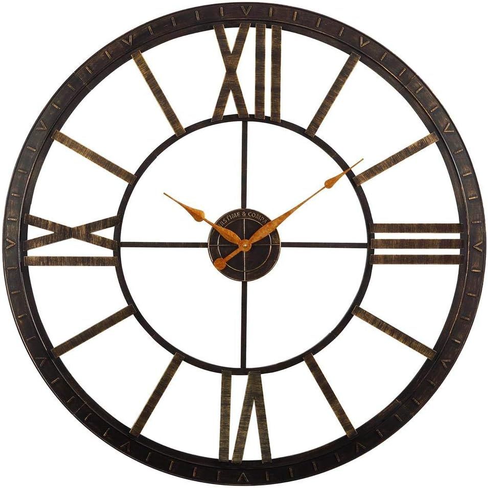 Oversized Bronze and Gold Roman Numeral Wall Clock