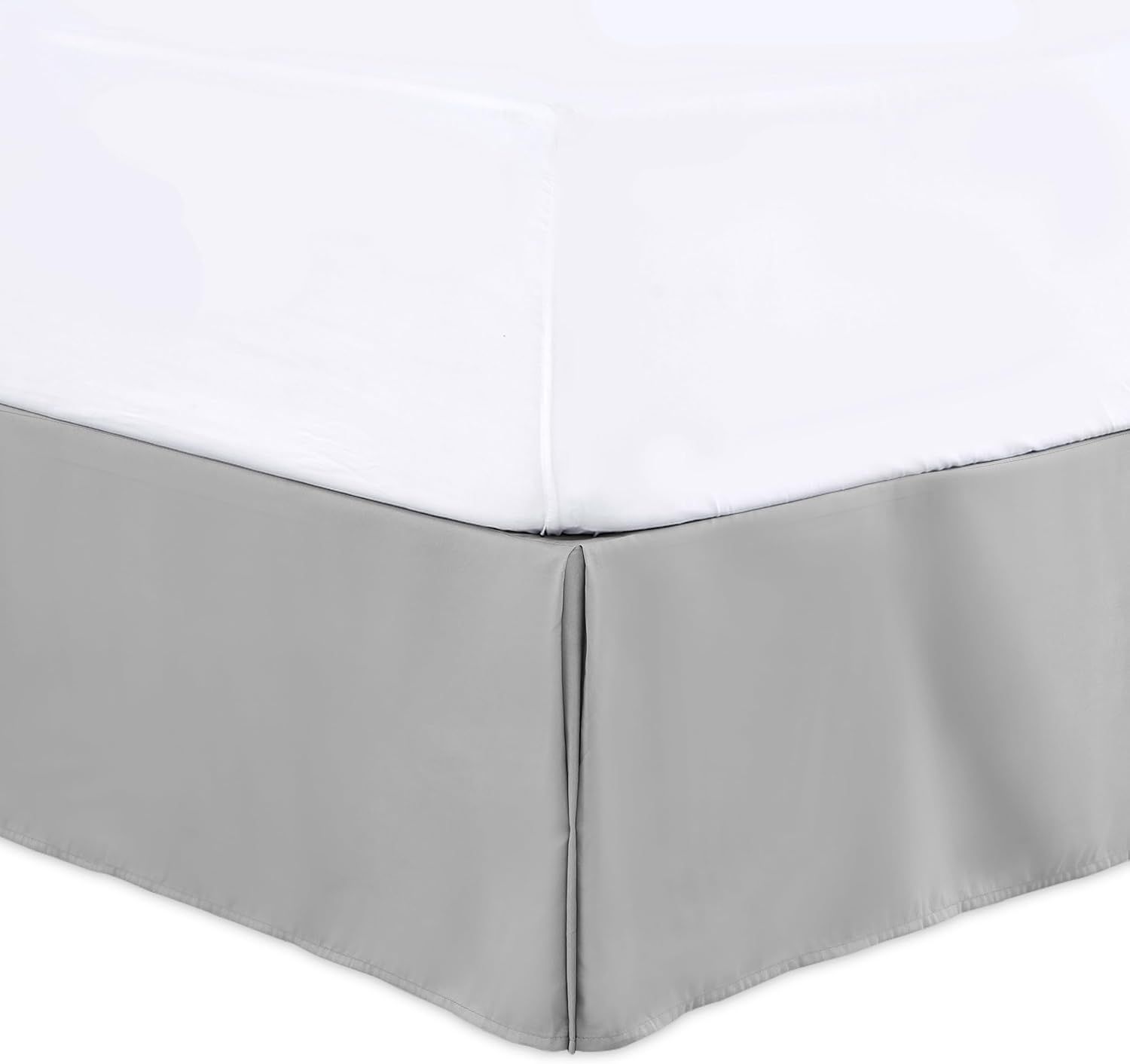 Grey Queen Brushed Microfiber Pleated Bed Skirt with 16 Inch Drop