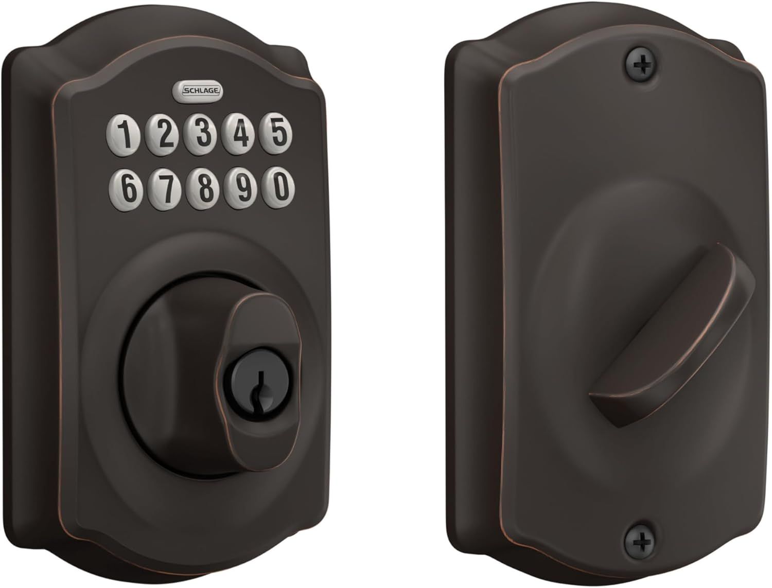 Aged Bronze Keypad Deadbolt with Keyless Entry