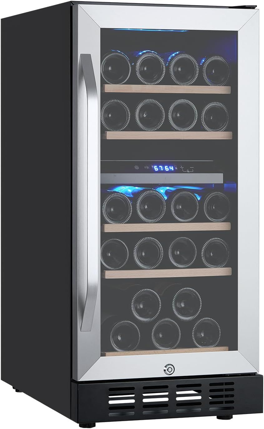 22-Inch Dual Zone Stainless Steel Wine Fridge with LED Control