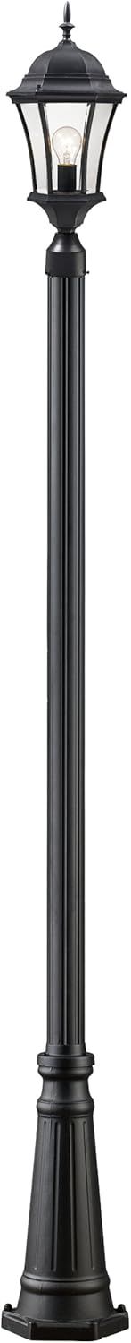 Black Aluminum Outdoor Post Light with Clear Glass Shade