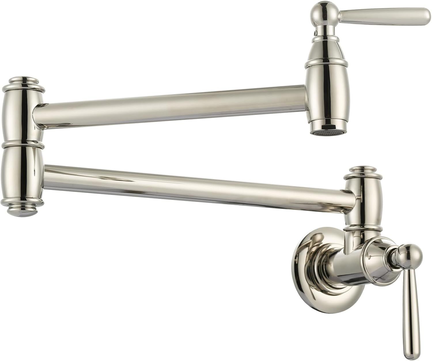 Polished Nickel Double Handle Wall Mount Pot Filler Faucet