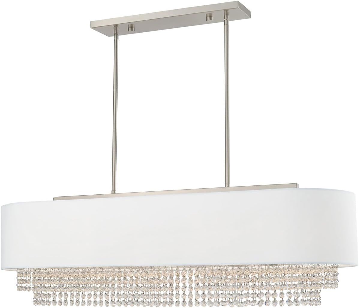 Carlisle 5-Light Linear Chandelier in Brushed Nickel with Crystal Accents