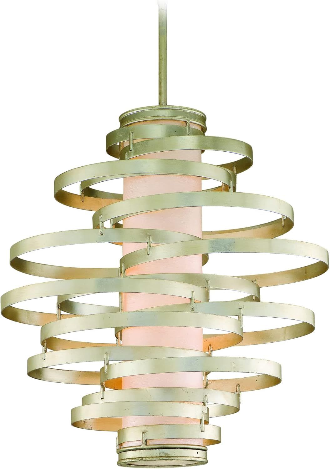 Large Modern Silver Crystal Pendant Light with Citrine Ice Glass Shade