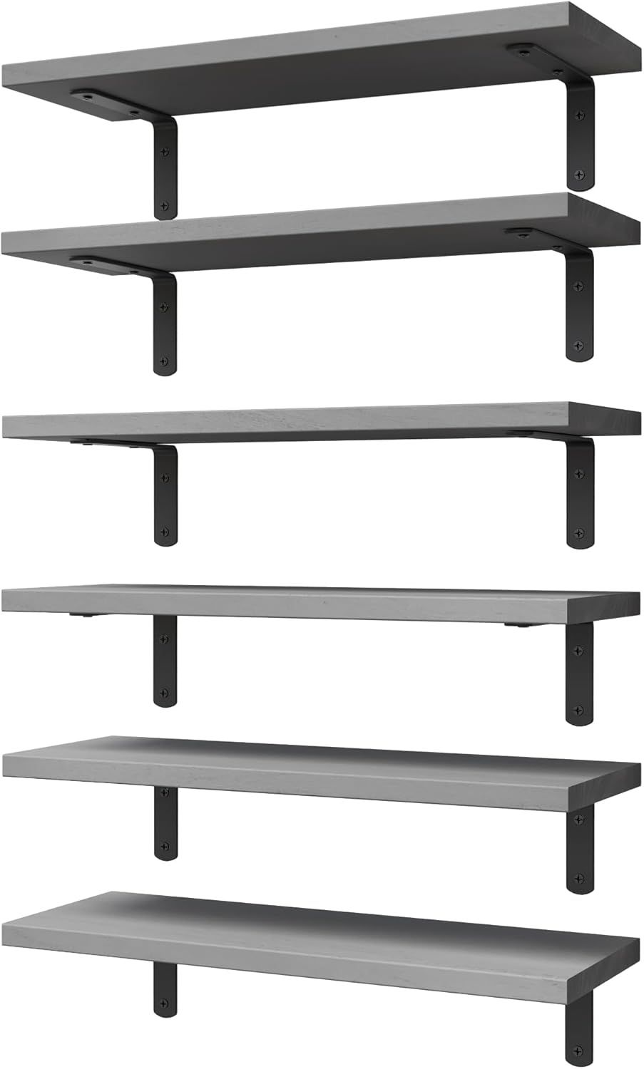 Gray 16.5'' Floating Wall Shelves with Metal Brackets