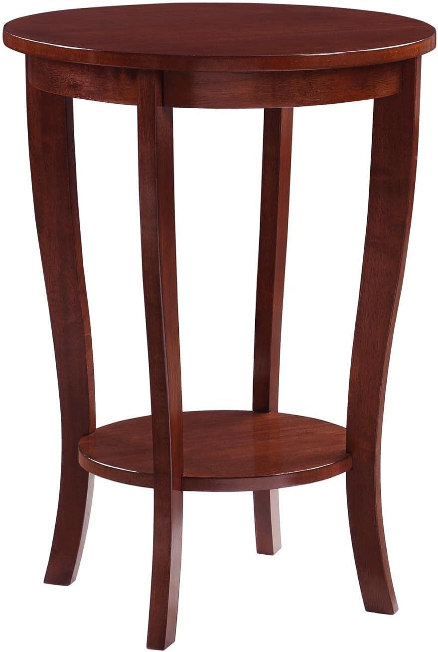 Elegant Mahogany Round End Table with Lower Shelf, 18"