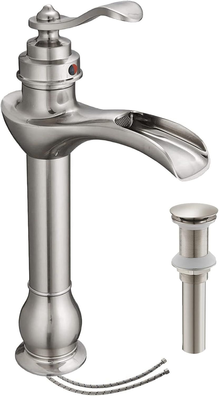 Brushed Nickel Single Handle High Arc Bathroom Faucet