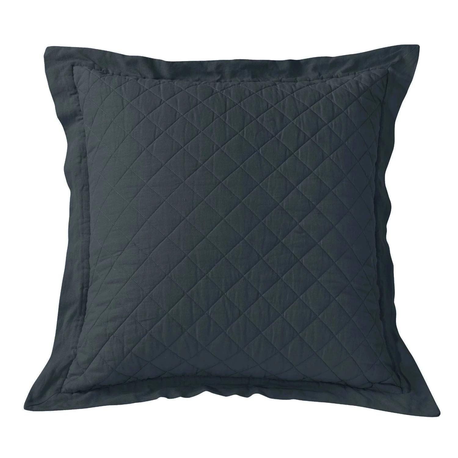 Navy Cotton Polyester Diamond Quilted Euro Sham, 27x27 inch