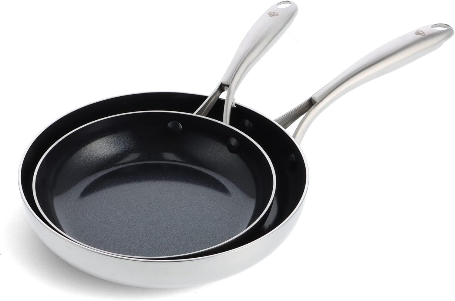 Stainless Steel Ceramic Nonstick Frypan Set with Stay-Cool Handles