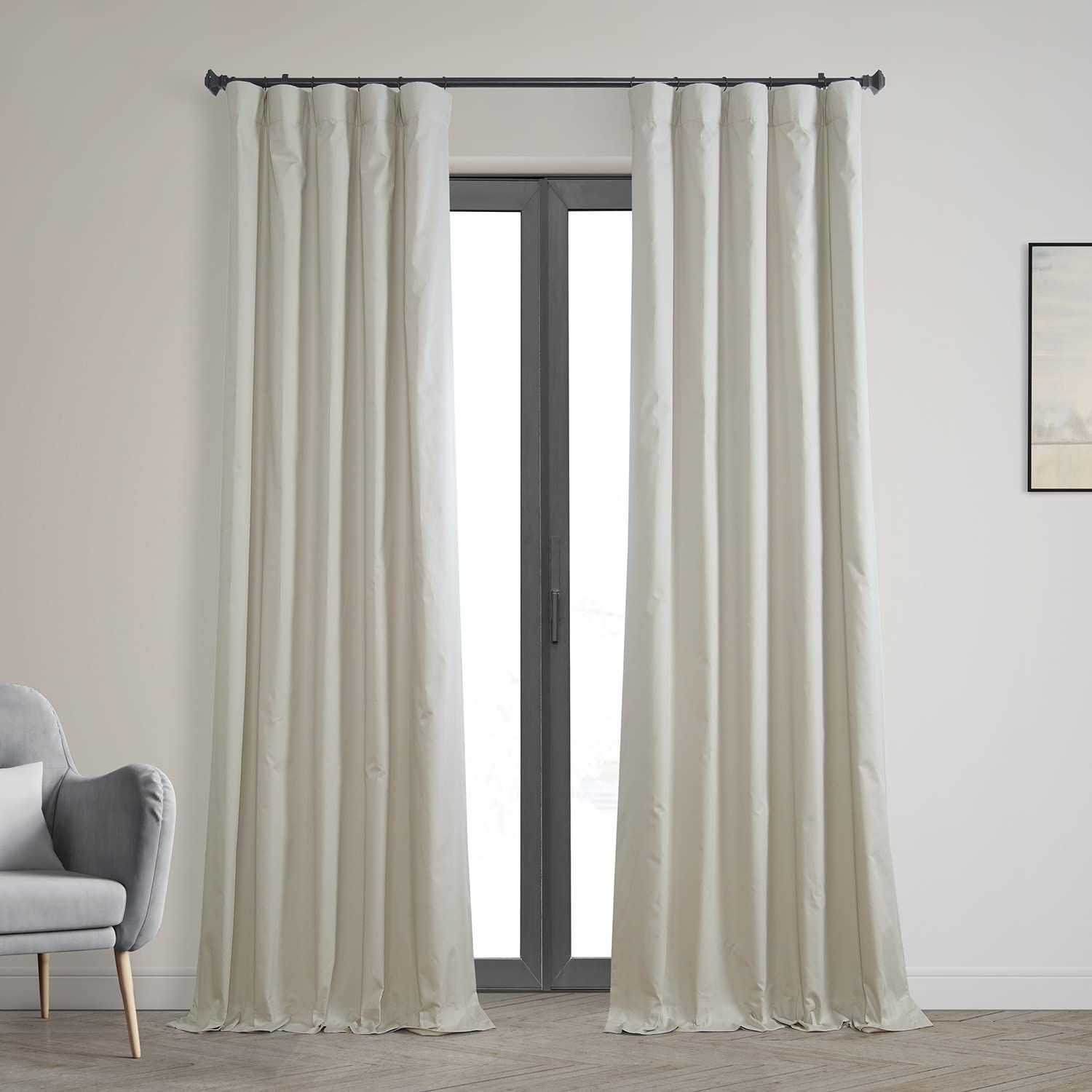 Light Greige Cotton Blackout Curtain Panel, 50" x 84"