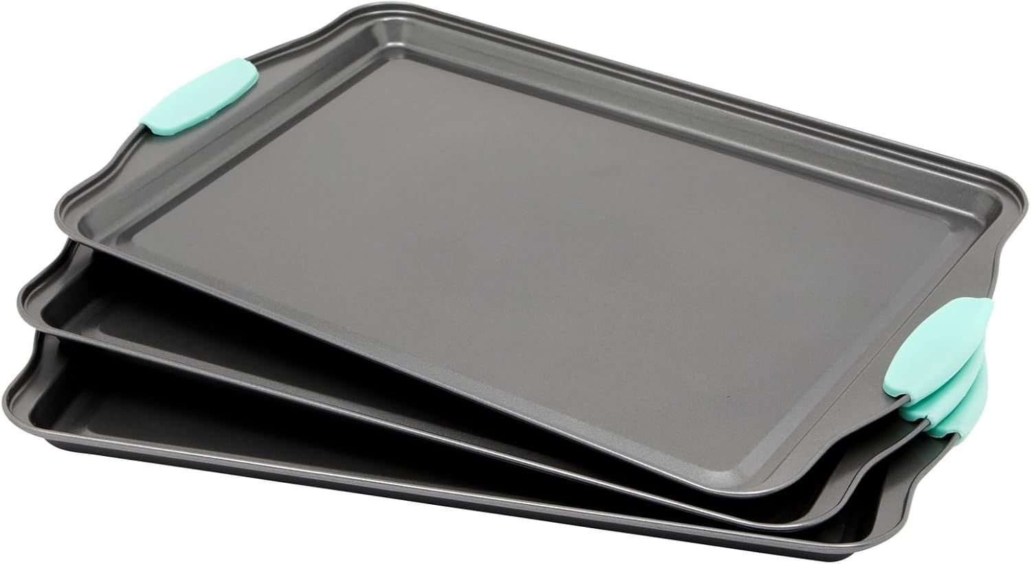 Set of 3 Nonstick Carbon Steel Cookie Sheets with Silicone Handles