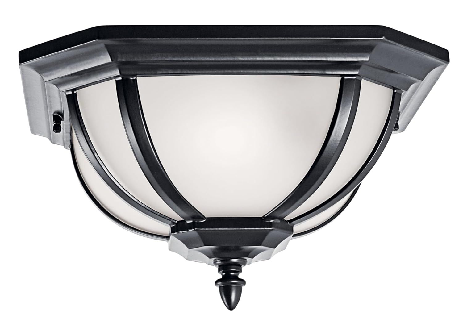 Black and White Glass Bronze 2-Light Flush Mount Ceiling Fixture