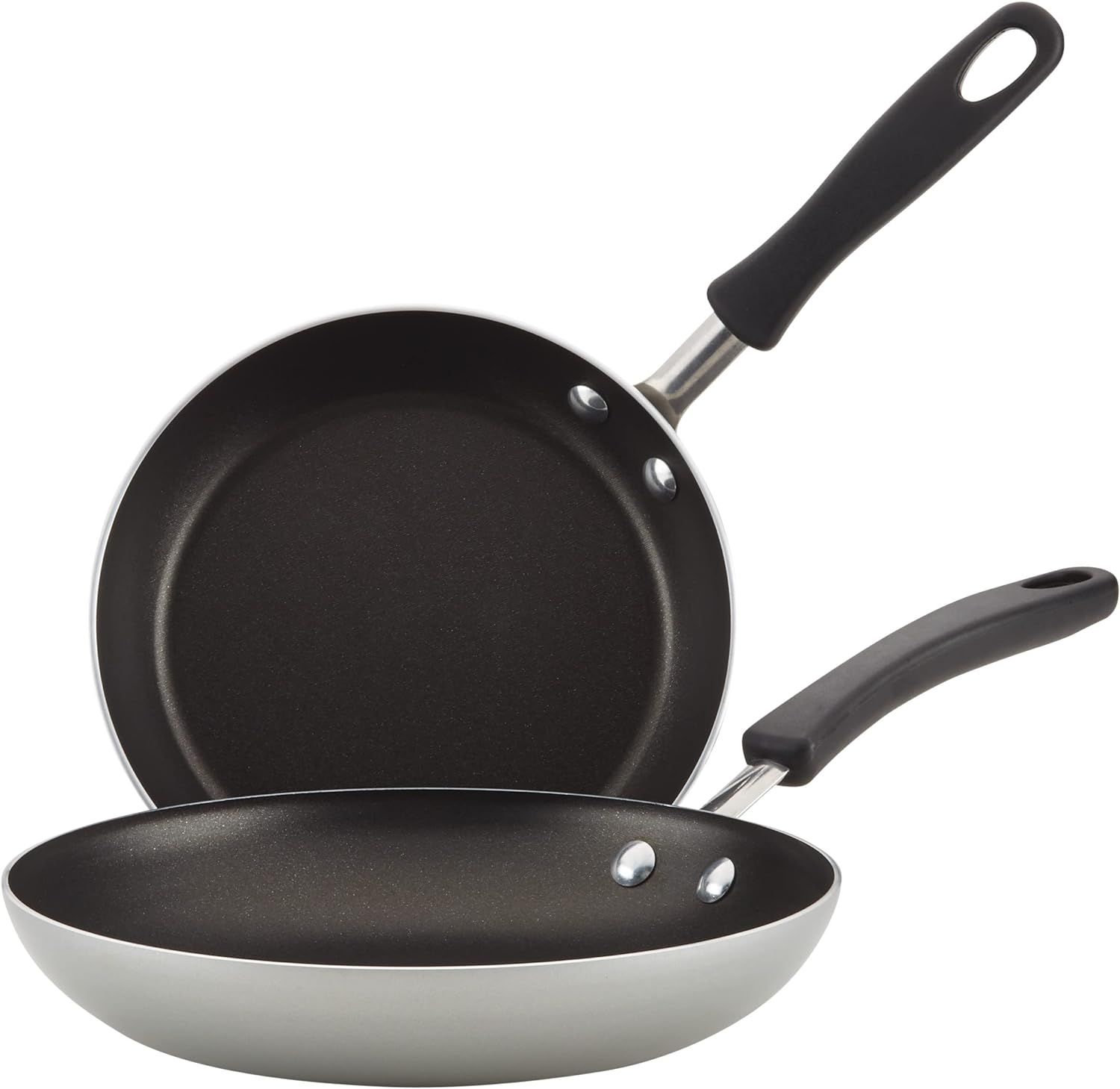 Silver Aluminum Nonstick Frying Pan Set with Ceramic Coating, 2 Piece