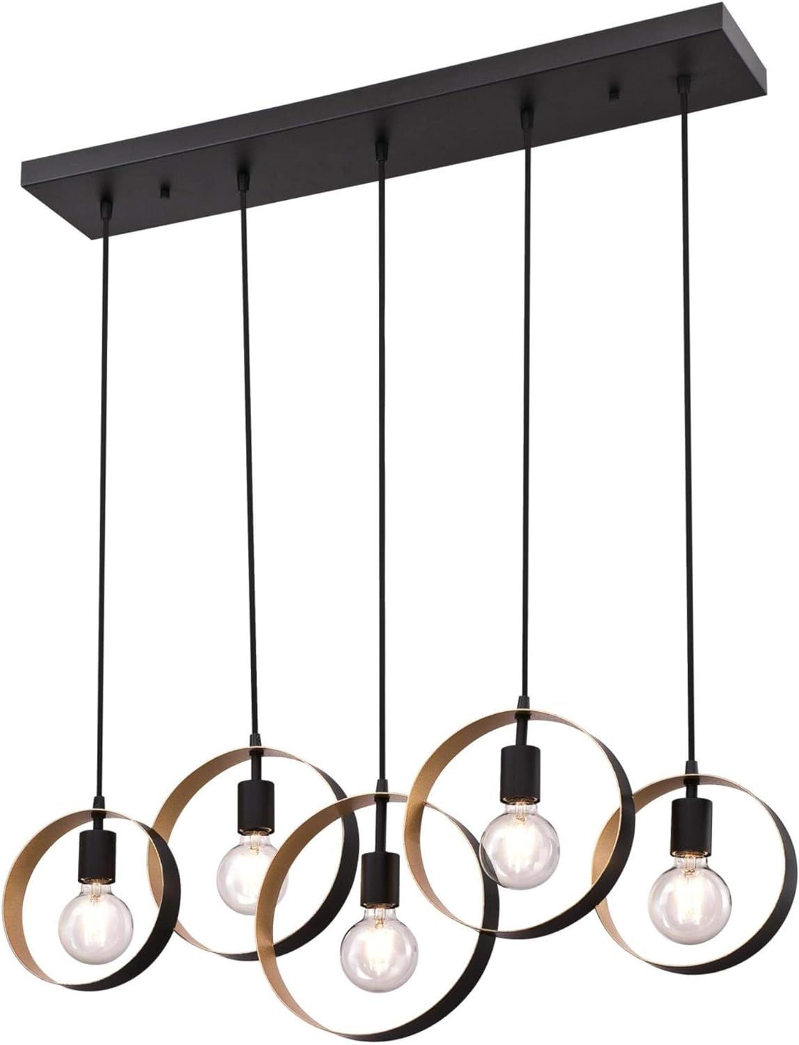 Olympus Matte Black and Textured Gold Geometric Chandelier