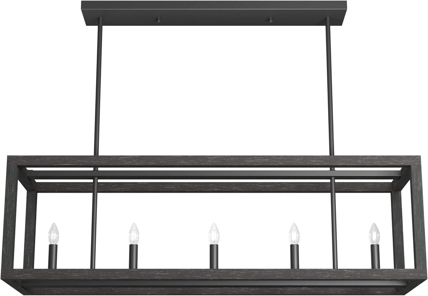 Matte Black 40" Linear Chandelier with Candle Bulbs