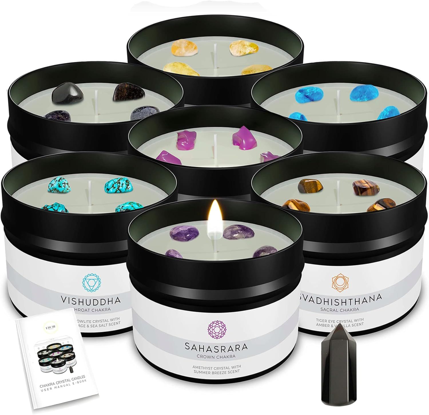 Healing Chakra Crystal Soy Wax Scented Candle Set